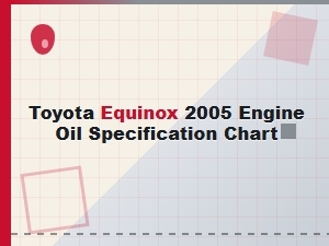 Toyota Equinox Engine Oil Specification Chart